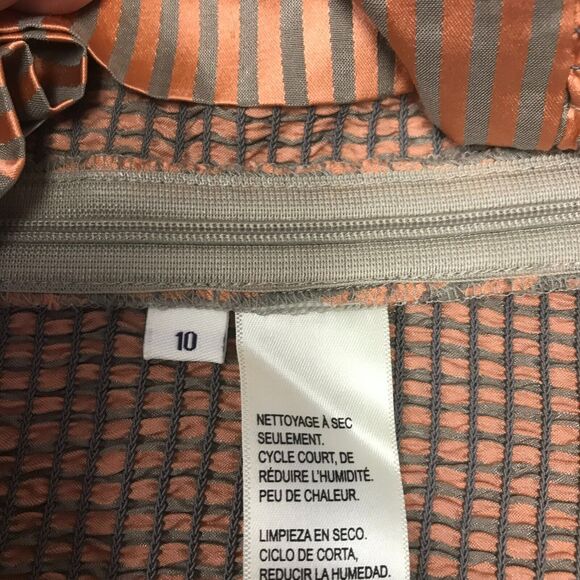 Doncaster Top Womens 10 Peach Tan Stripe Silk Blend Smocked Square Neck Tank - Picture 7 of 10